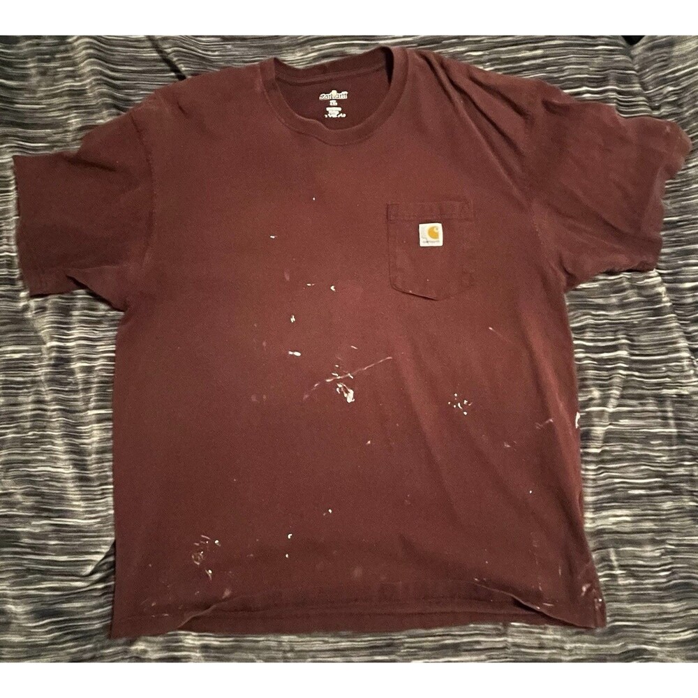 VTG Carhartt Thrashed Distressed Faded Grunge Work WIP Worn Pocket T-Shirt XL